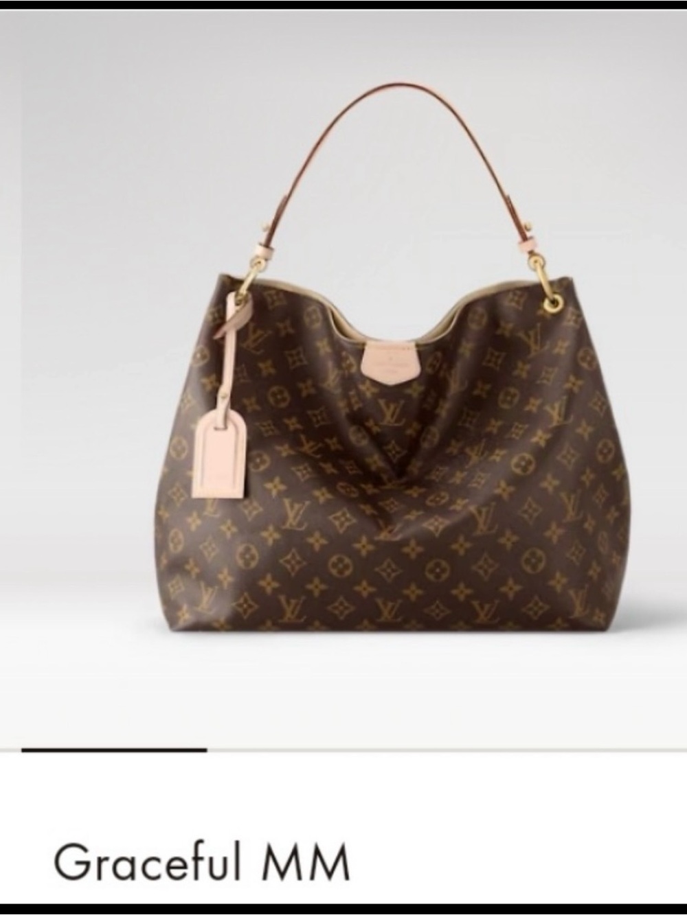 Louis Vuitton Brown Monogram Shoulder Bag with Natural Leather Trim